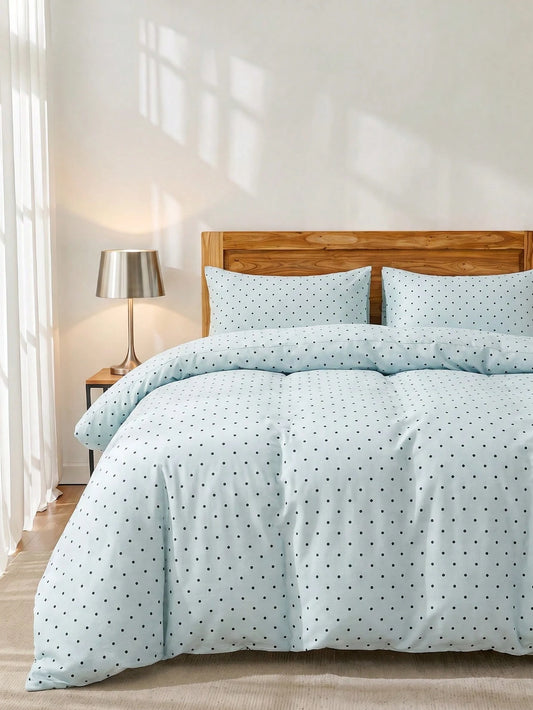 2/3pcs Set Light Blue Polka Dot Pattern Duvet Cover Bedding Set (1 Duvet Cover + 1/2 Pillowcases, Comforter Not Included), Modern Romantic Elegant Classic Style, Polyester Comfortable Breathable, Suit