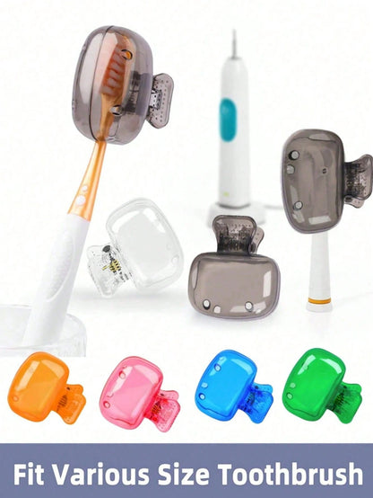 2/4/5pcs Travel Toothbrush Head Protector Cover, Electric Toothbrush Head Protective Case, Portable Plastic Clip, Home & Travel Use