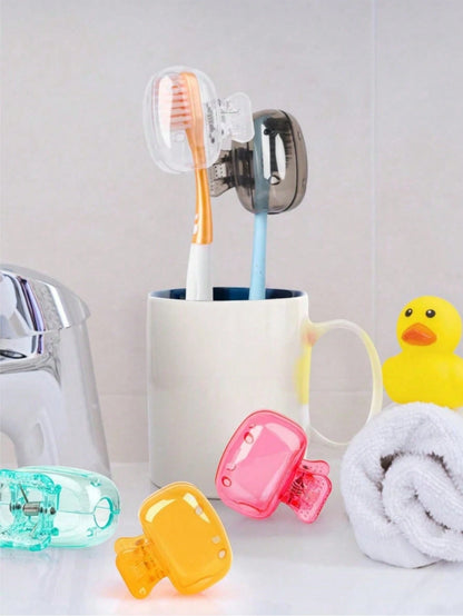2/4/5pcs Travel Toothbrush Head Protector Cover, Electric Toothbrush Head Protective Case, Portable Plastic Clip, Home & Travel Use