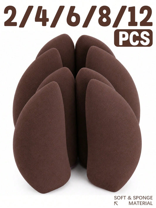 2/4/6/8/12 Pack Brown Garlic Beauty Sponges Dual Function Flocked Cosmetic Blending Sponges For Liquid, Powder, Cream Makeup