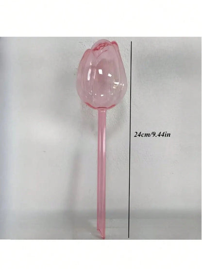 2/4 Pcs Pink Tulip Watering Globes, Narrow Mouth Design Extends Watering Time, Suitable For Indoor And Outdoor Plants, Self-Watering Planter