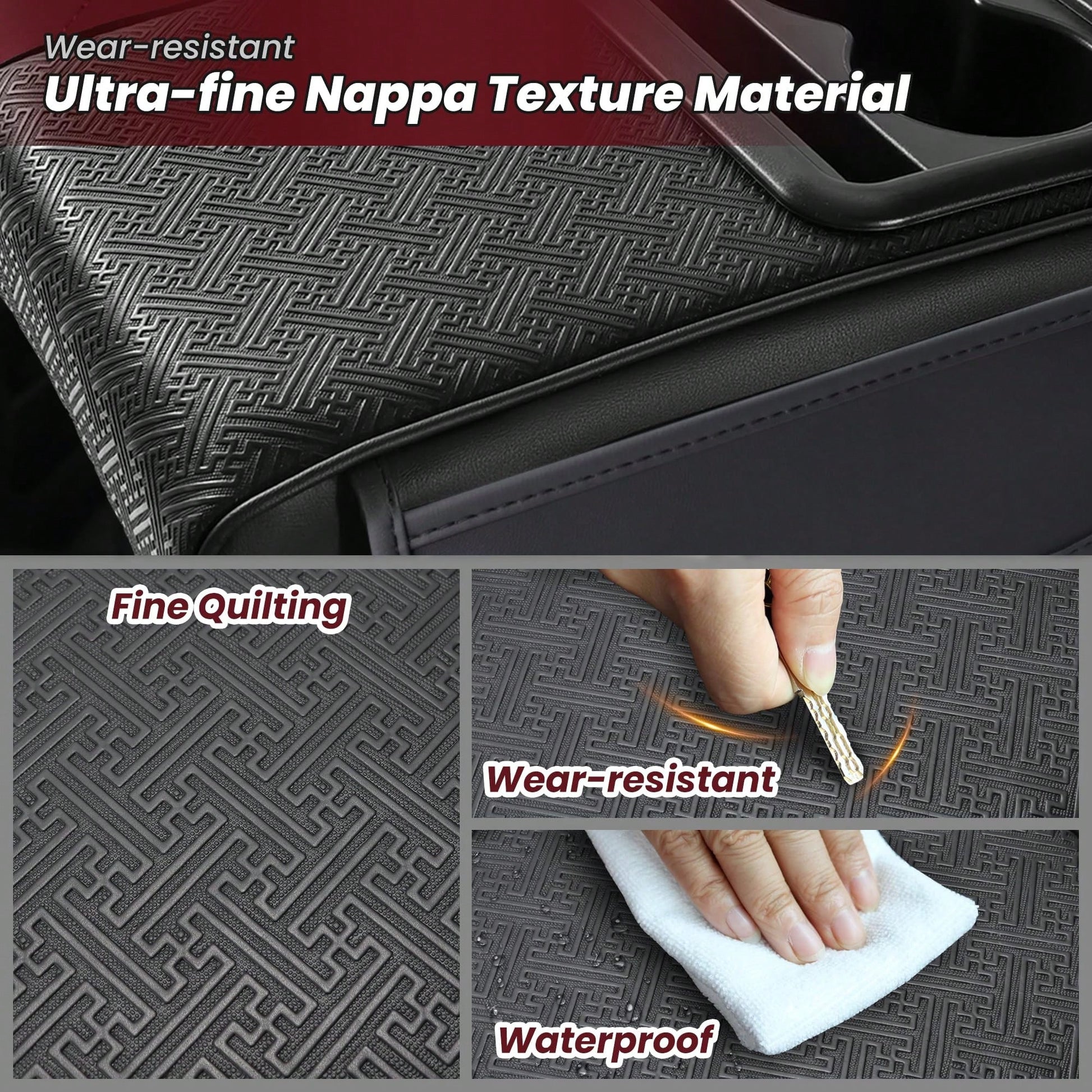 2.95in Black Car Armrest Cushion Leather Center Console Covers 5-In-1 Armrest Organizer With Storage Box,Tissue Box,Cup Holder,Phone Slot, Middle Console Cover Cushion Pad Car Interior Organizers Long