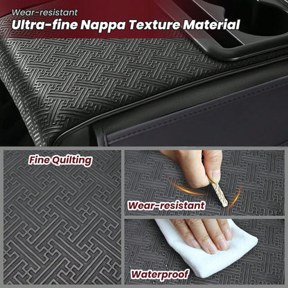 2.95in Black Car Armrest Cushion Leather Center Console Covers 5-In-1 Armrest Organizer With Storage Box,Tissue Box,Cup Holder,Phone Slot, Middle Console Cover Cushion Pad Car Interior Organizers Long