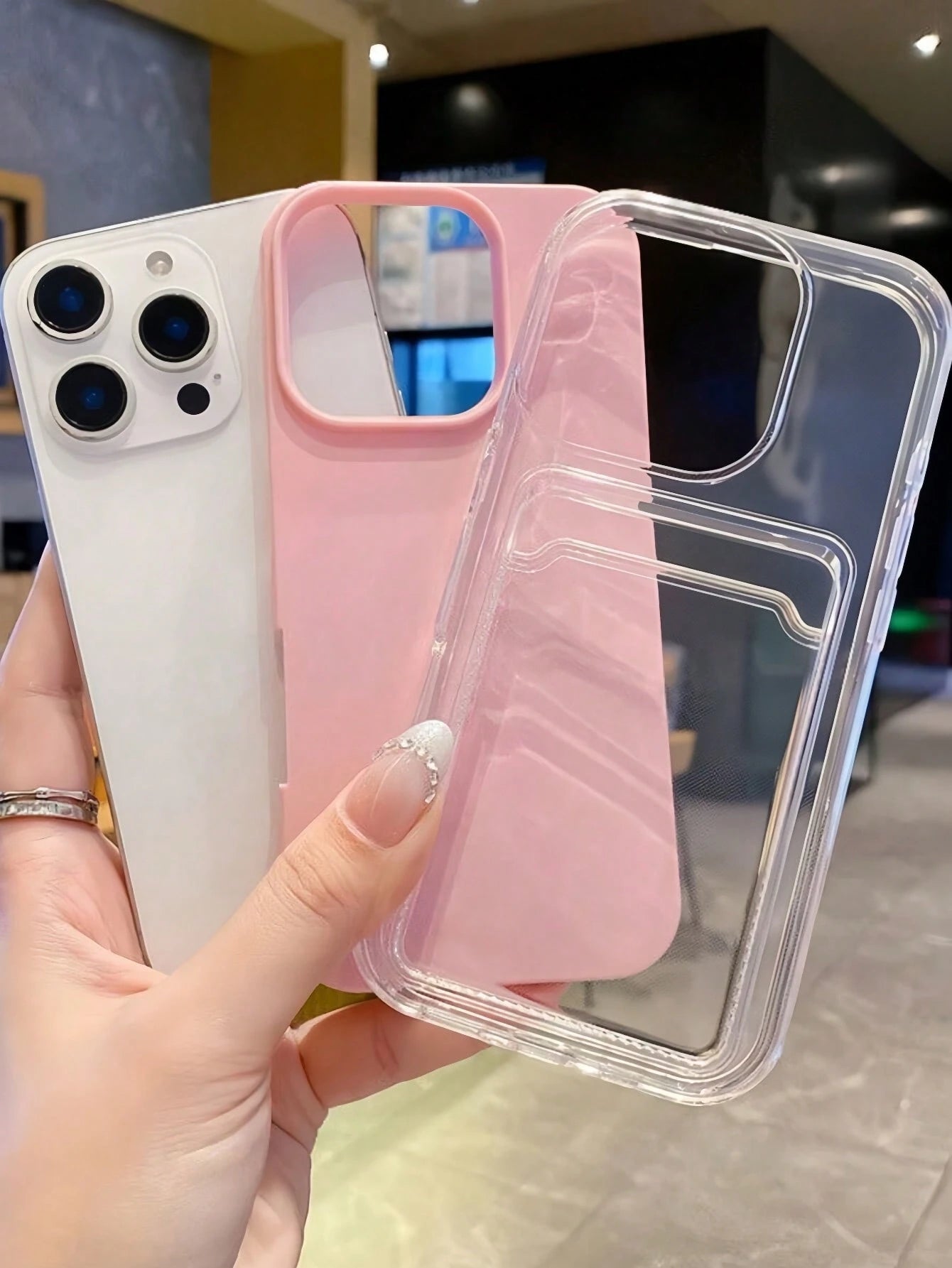 2-In-1 Candy Color Card Slot Phone Case, Compatible With IPhone 17 Pro Max, 16 Pro Max, 15 Pro Max, 17 Pro, 16, 15, 14, 13, 12, 11 Pro Max, 16 Plus, 17, 17 Pro Max, Minimalist Anti-Drop Transparent So