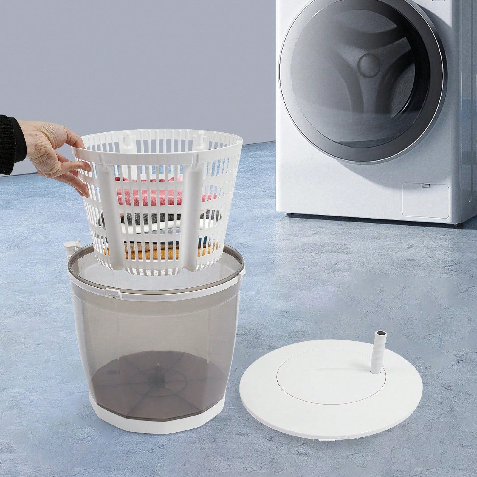 2 In 1 Non-Electric Washing Machine, Compact Washer Spin Dryer, Hand Washer