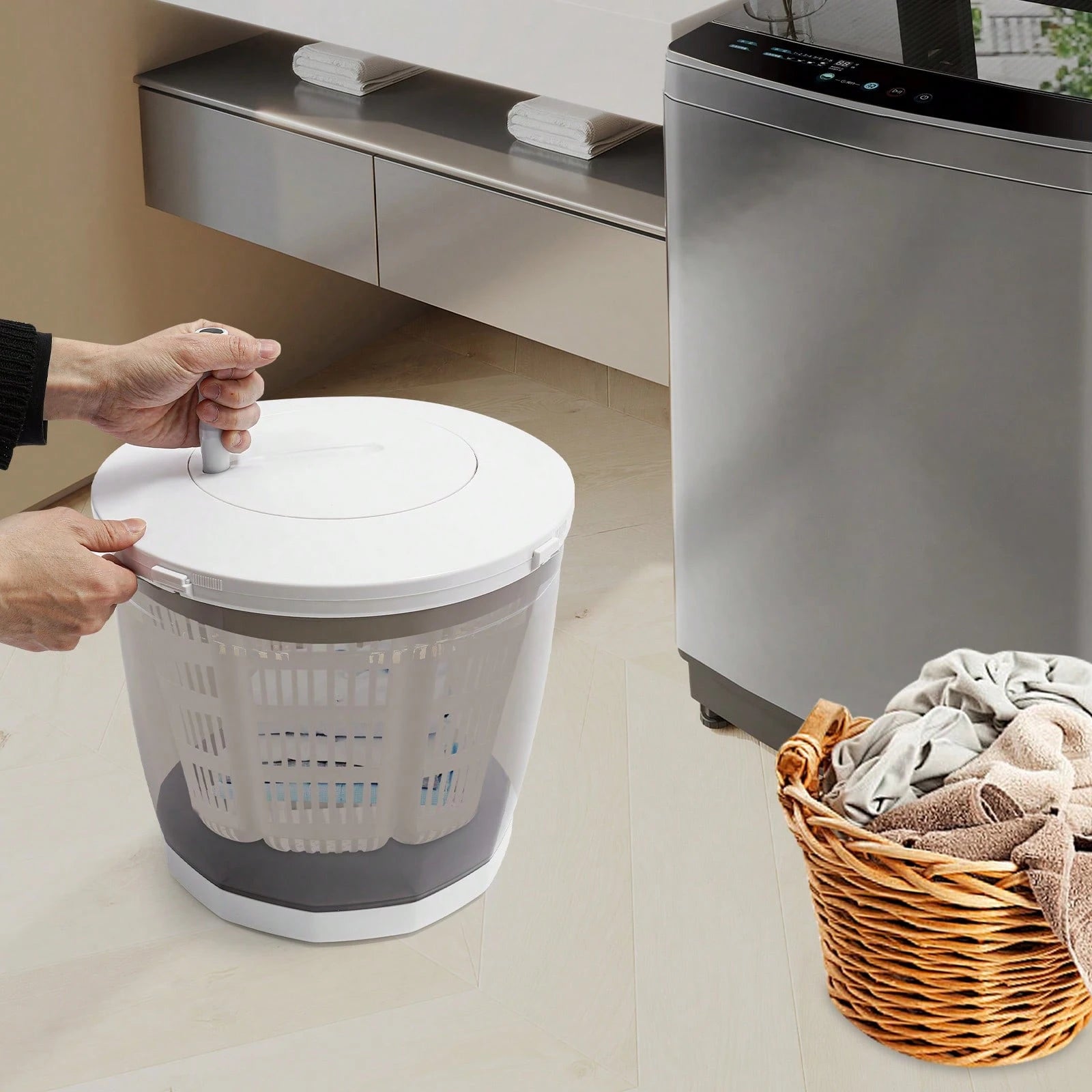 2 In 1 Non-Electric Washing Machine, Compact Washer Spin Dryer, Hand Washer