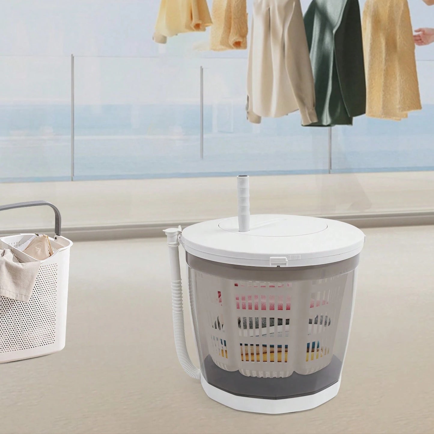 2 In 1 Non-Electric Washing Machine, Compact Washer Spin Dryer, Hand Washer