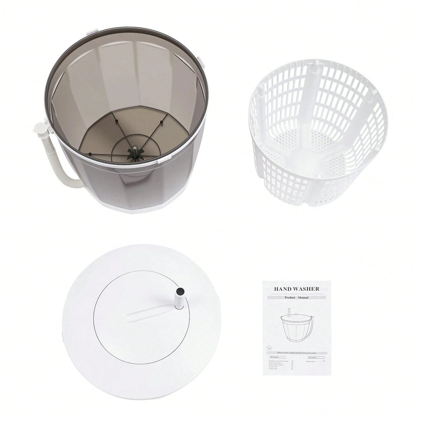 2 In 1 Non-Electric Washing Machine, Compact Washer Spin Dryer, Hand Washer
