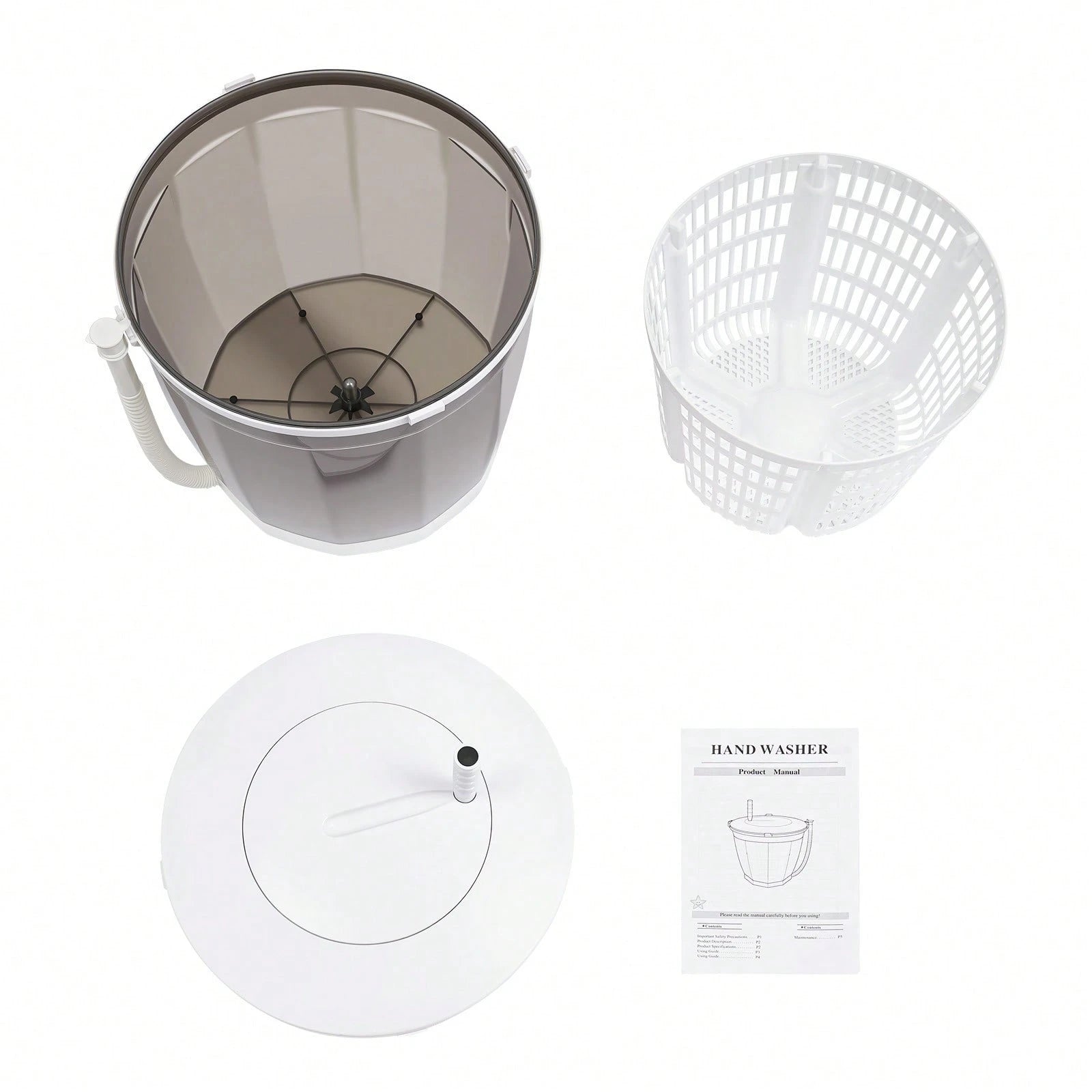 2 In 1 Non-Electric Washing Machine, Compact Washer Spin Dryer, Hand Washer