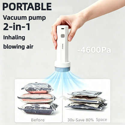 2-In-1 Vacuum Pump With Vacuuming And Inflating Functions, Suitable For Vacuum Packaging, Clothing Storage, Such As Swim Rings, Outdoor Inflatable Sleeping Pads And Inflatable Toys. Camping. Summer.