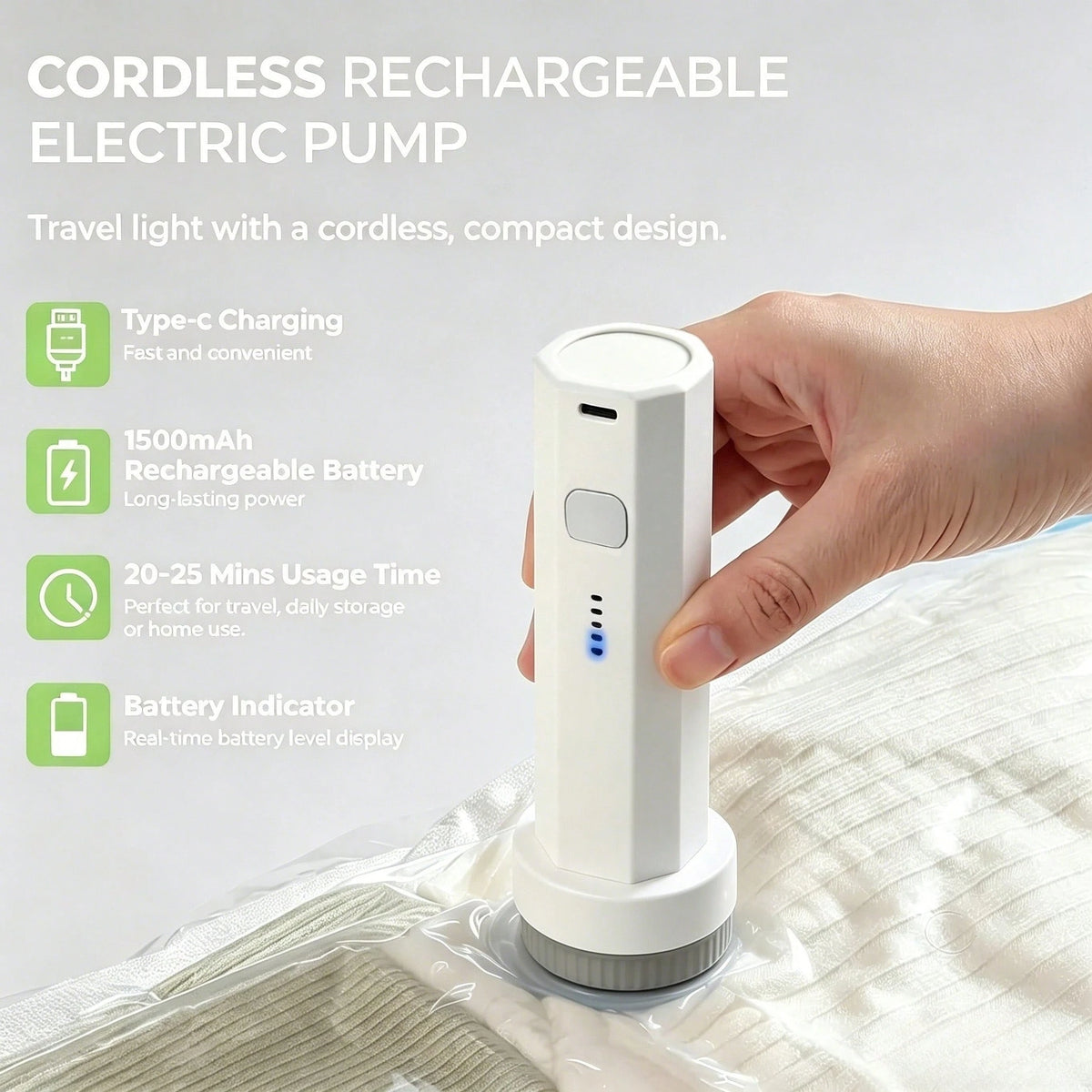 2-In-1 Vacuum Pump With Vacuuming And Inflating Functions, Suitable For Vacuum Packaging, Clothing Storage, Such As Swim Rings, Outdoor Inflatable Sleeping Pads And Inflatable Toys. Camping. Summer.