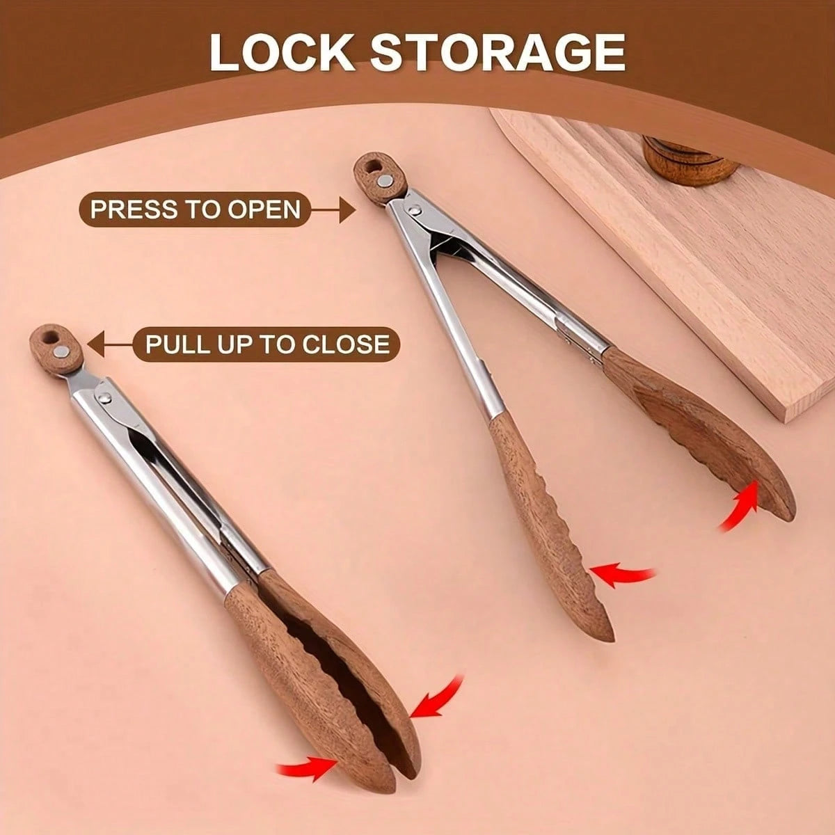 2 Pack 9 Inch Walnut Wood Cooking Tongs With Stainless Steel Tips Non Slip Ergonomic Handle For Grilling BBQ Salad Serving Kitchen Cooking Food Prep And Meal Prep