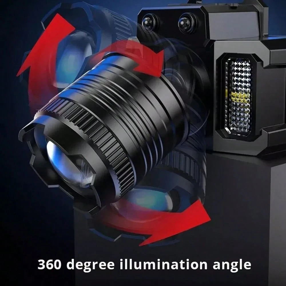 2 PACK New Retractable Zoom Induction Headlight COB Side Light Strong Head Light Outdoor Night Fishing Camping Headlight USB Charging Portable Headlight Fishing Camping Light Walking Hands-Free Flashl