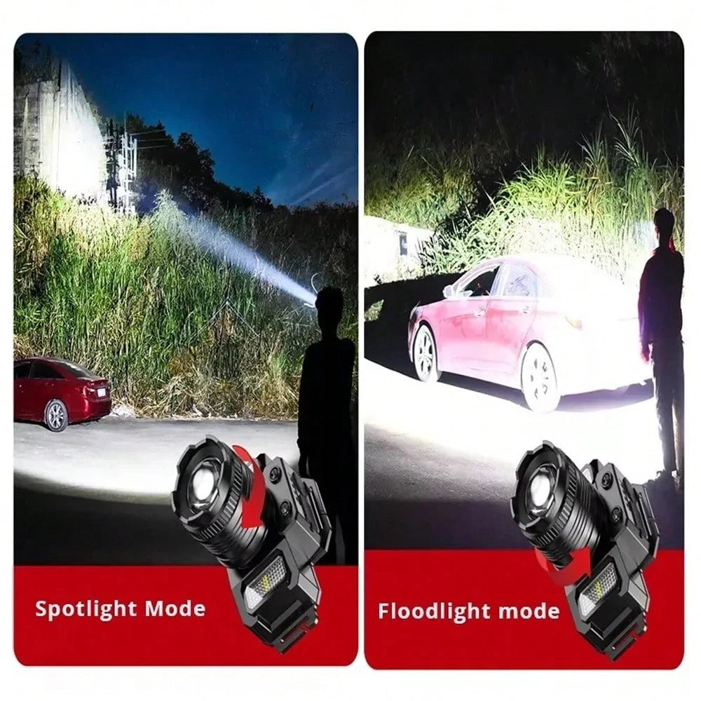 2 PACK New Retractable Zoom Induction Headlight COB Side Light Strong Head Light Outdoor Night Fishing Camping Headlight USB Charging Portable Headlight Fishing Camping Light Walking Hands-Free Flashl
