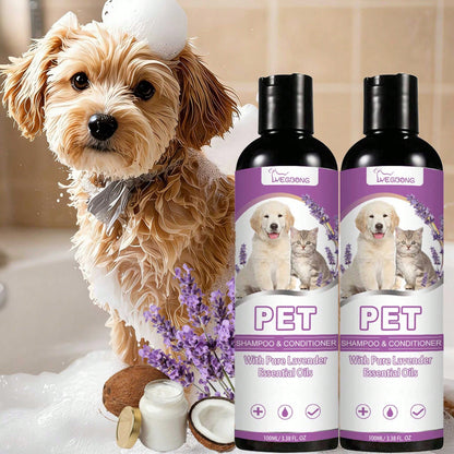 2-Piece Pack- Pure Lavender Essential Oil Pet Shampoo- Has The Functions Of Cleaning, Moisturizing And Adding Fragrance. Does Not Contain Irritating Ingredients. This Is A Pet-Friendly Shampoo Speci