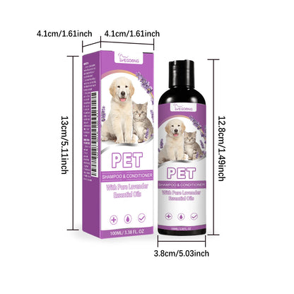 2-Piece Pack- Pure Lavender Essential Oil Pet Shampoo- Has The Functions Of Cleaning, Moisturizing And Adding Fragrance. Does Not Contain Irritating Ingredients. This Is A Pet-Friendly Shampoo Speci
