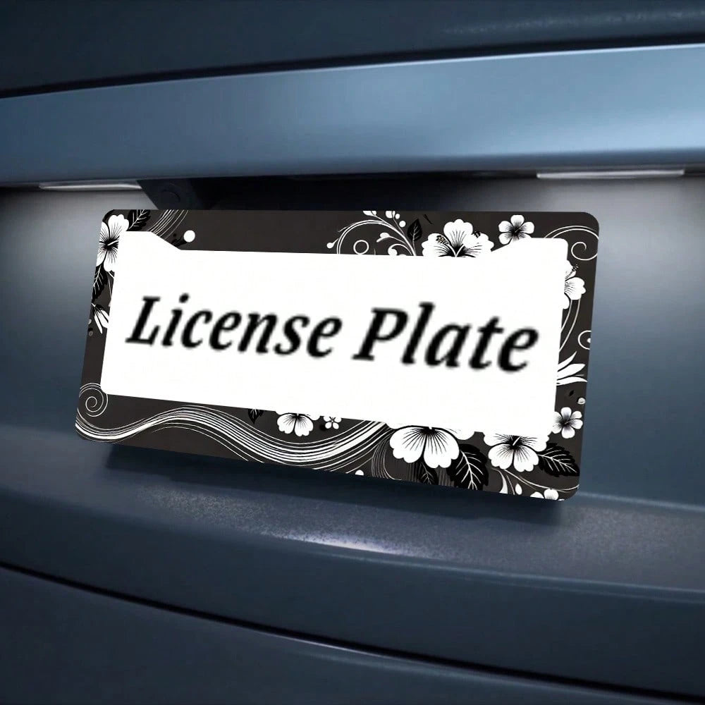 2-Piece Set, Hibiscus Flower License Plate Frame, Aloha Hawaiian Floral License Plate, Fun License Plate Accessories, License Plate Holder, Colorful Decoration 12. 3inch X 6. 3inch Suitable For Standa