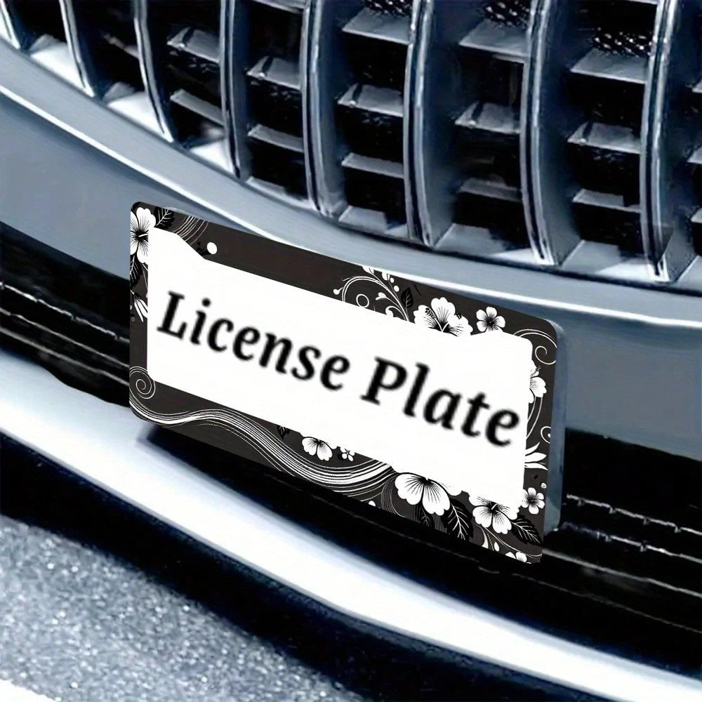 2-Piece Set, Hibiscus Flower License Plate Frame, Aloha Hawaiian Floral License Plate, Fun License Plate Accessories, License Plate Holder, Colorful Decoration 12. 3inch X 6. 3inch Suitable For Standa