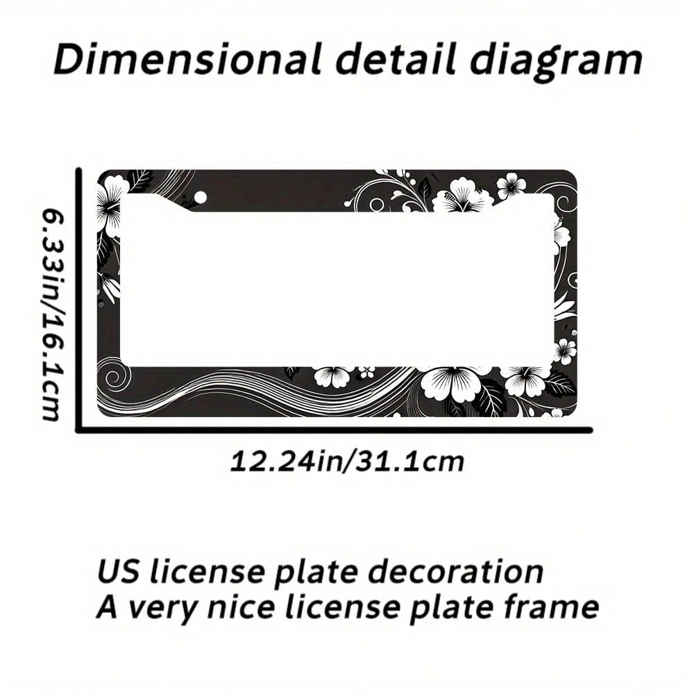2-Piece Set, Hibiscus Flower License Plate Frame, Aloha Hawaiian Floral License Plate, Fun License Plate Accessories, License Plate Holder, Colorful Decoration 12. 3inch X 6. 3inch Suitable For Standa