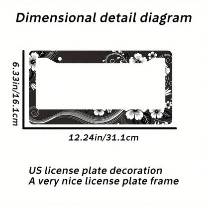 2-Piece Set, Hibiscus Flower License Plate Frame, Aloha Hawaiian Floral License Plate, Fun License Plate Accessories, License Plate Holder, Colorful Decoration 12. 3inch X 6. 3inch Suitable For Standa