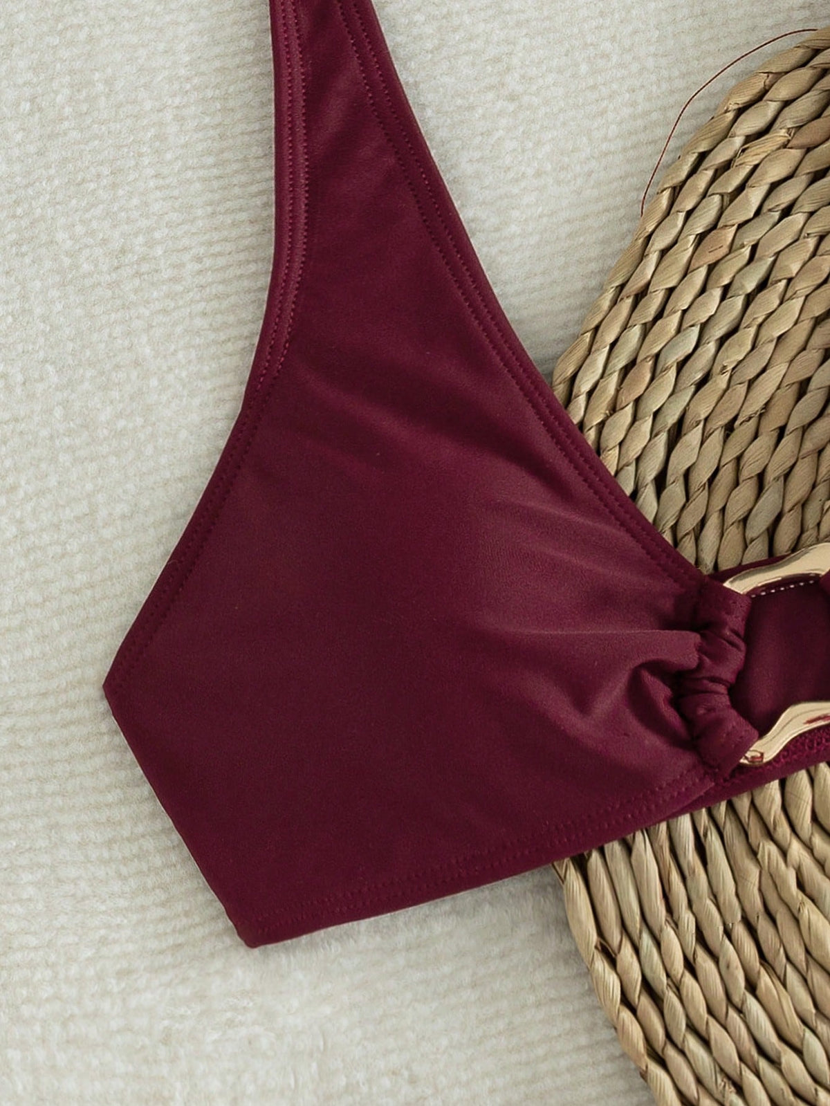 2-Piece Solid Color Women's Bikini Set, High-Waisted Bikini Swimwear For Beach Vacation Summer