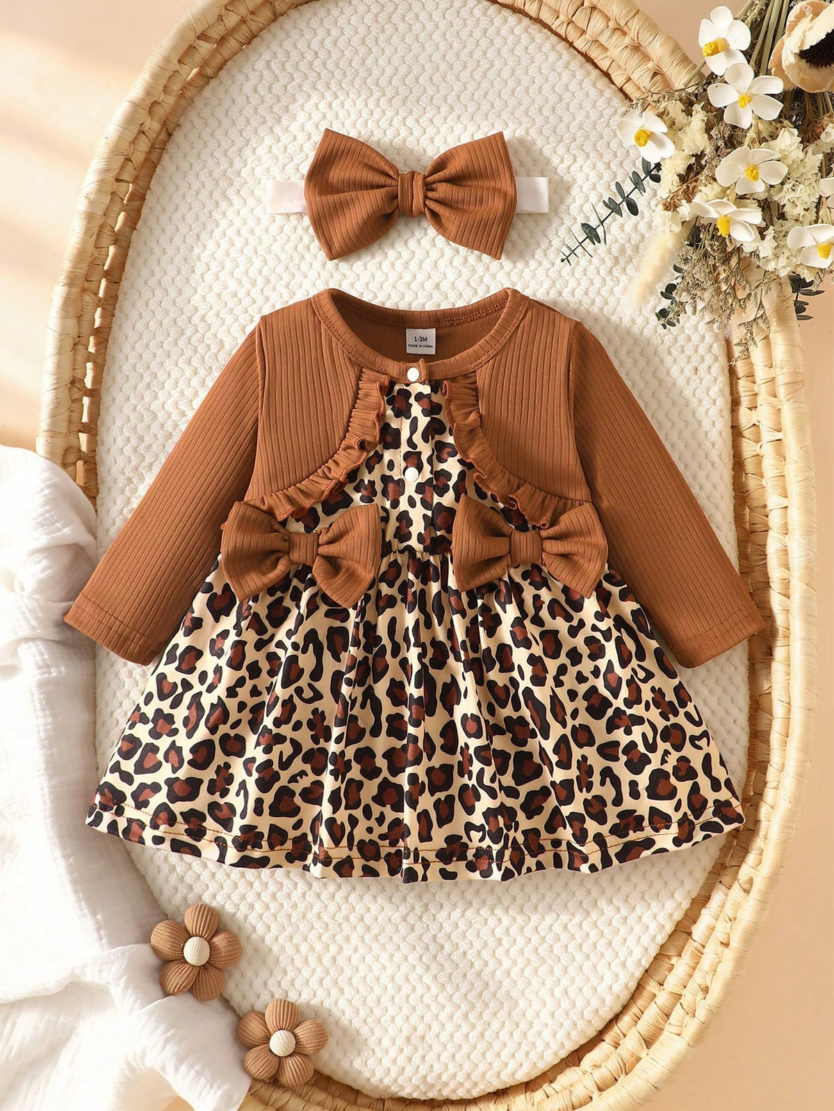 2 Pieces Fashion Leopard Print Baby Dress