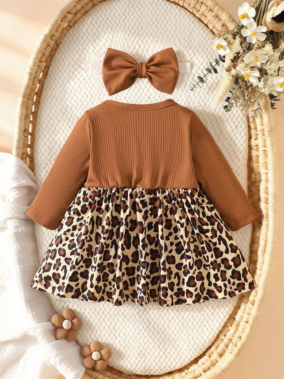 2 Pieces Fashion Leopard Print Baby Dress