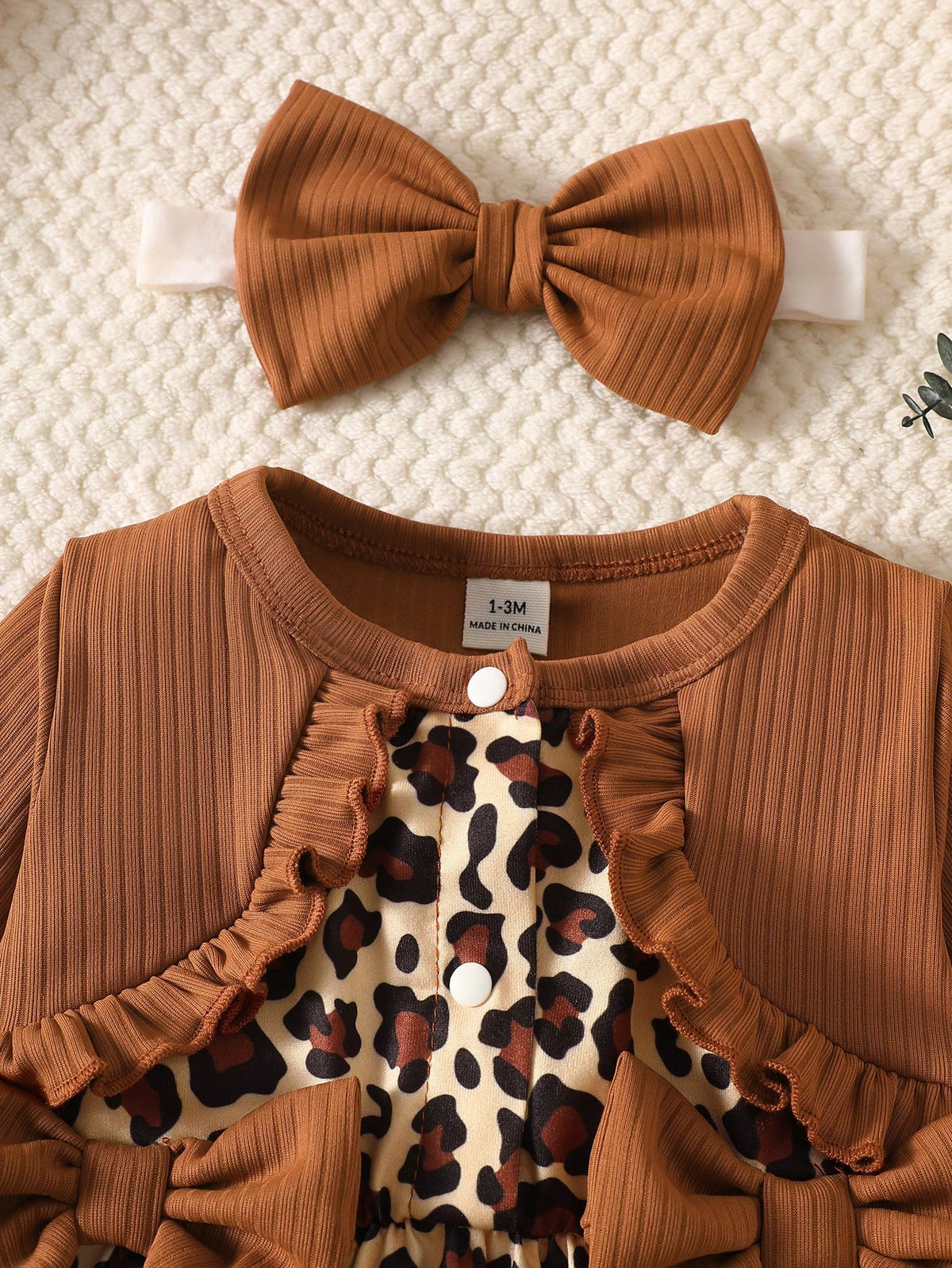 2 Pieces Fashion Leopard Print Baby Dress