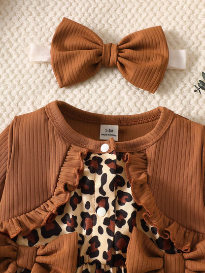 2 Pieces Fashion Leopard Print Baby Dress