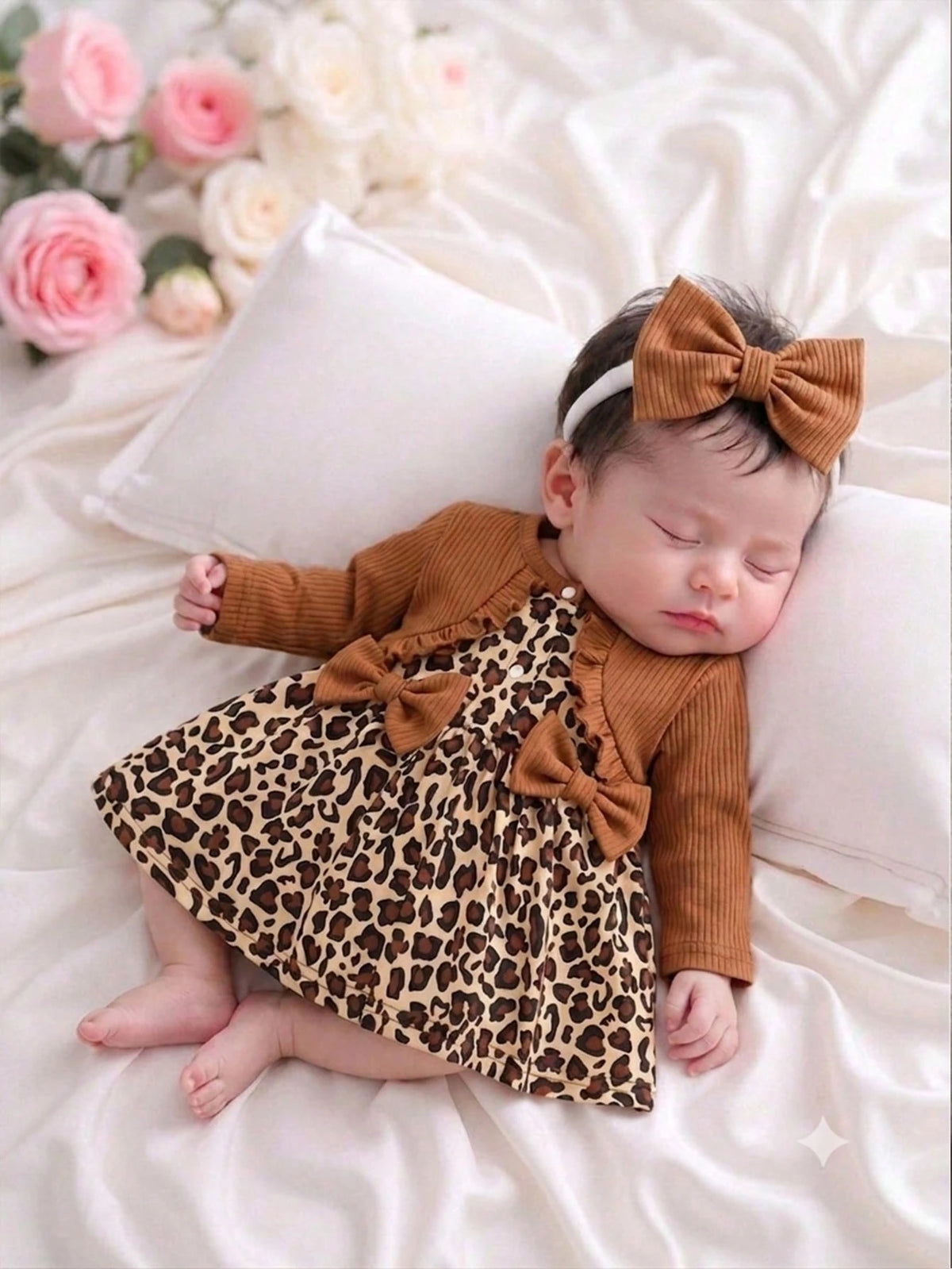 2 Pieces Fashion Leopard Print Baby Dress