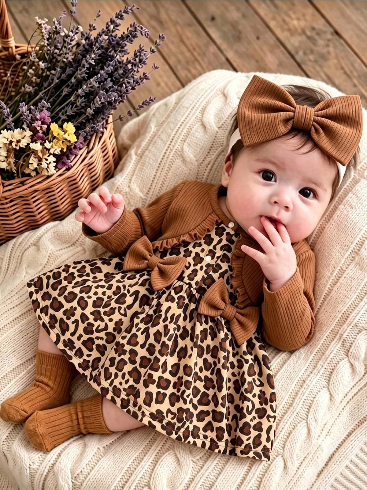 2 Pieces Fashion Leopard Print Baby Dress