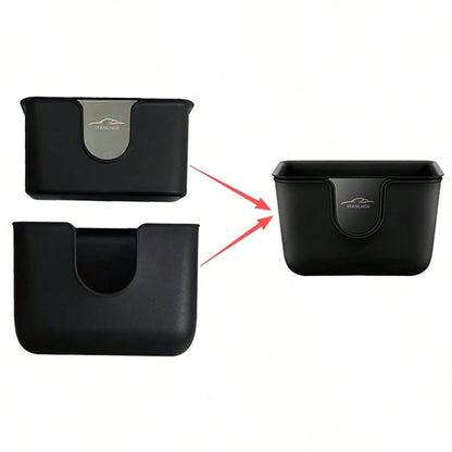 2 Pieces Set Multi-Functional Dual-Layer Car Door Trash Bin, Rear Seat Back Storage Container, Hygiene Bucket Organizer, ABS With Metal Mirror Design For Scratch Resistance And Durability, Car Storage
