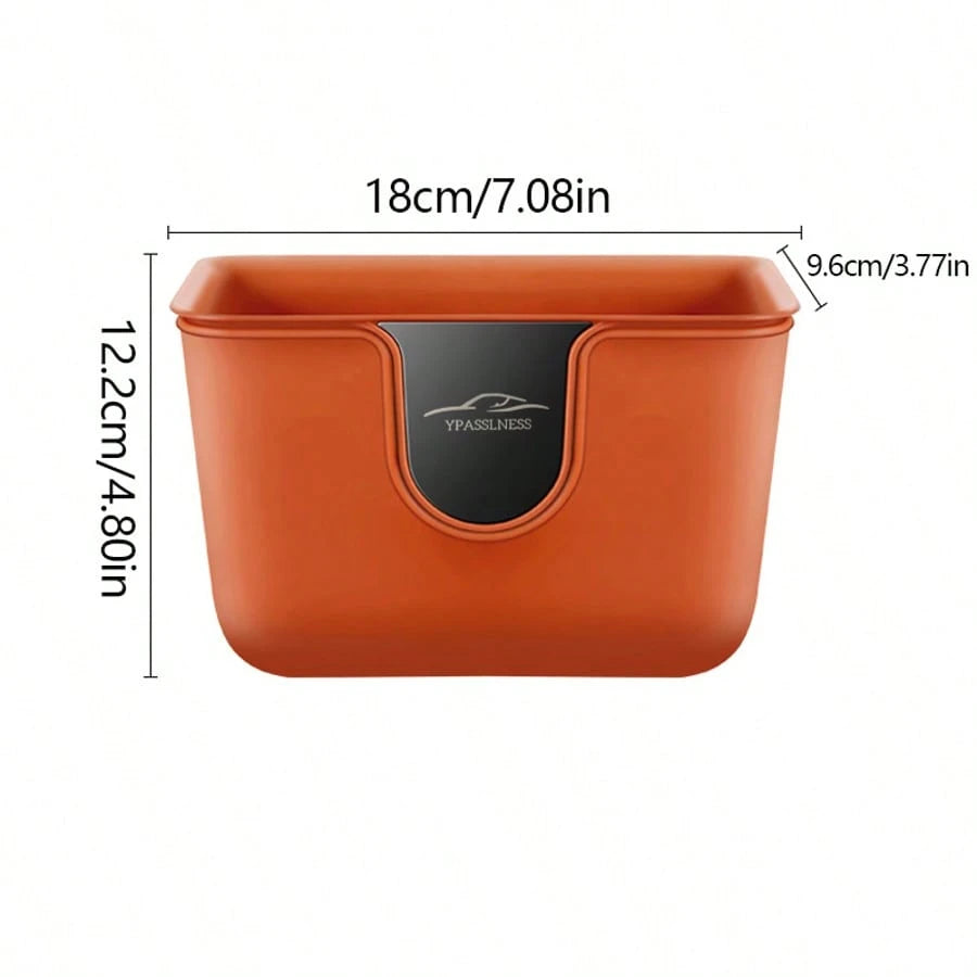 2 Pieces Set Multi-Functional Dual-Layer Car Door Trash Bin, Rear Seat Back Storage Container, Hygiene Bucket Organizer, ABS With Metal Mirror Design For Scratch Resistance And Durability, Car Storage