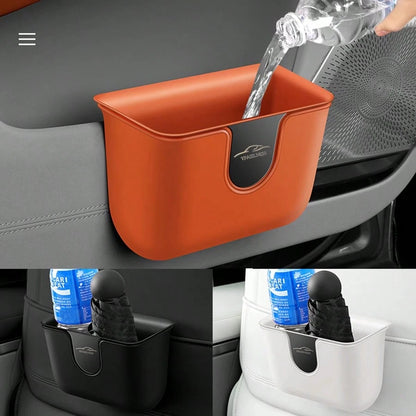 2 Pieces Set Multi-Functional Dual-Layer Car Door Trash Bin, Rear Seat Back Storage Container, Hygiene Bucket Organizer, ABS With Metal Mirror Design For Scratch Resistance And Durability, Car Storage