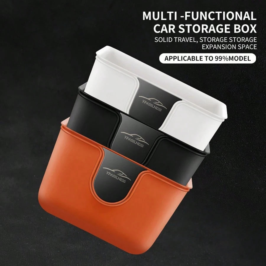2 Pieces Set Multi-Functional Dual-Layer Car Door Trash Bin, Rear Seat Back Storage Container, Hygiene Bucket Organizer, ABS With Metal Mirror Design For Scratch Resistance And Durability, Car Storage