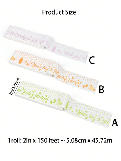 2 Rolls Baby Shower Belly Measuring Game "How Big Is Baby" Waist Measurement Tape With Gender Reveal Party Supplies, 2 Inches X 150 Feet