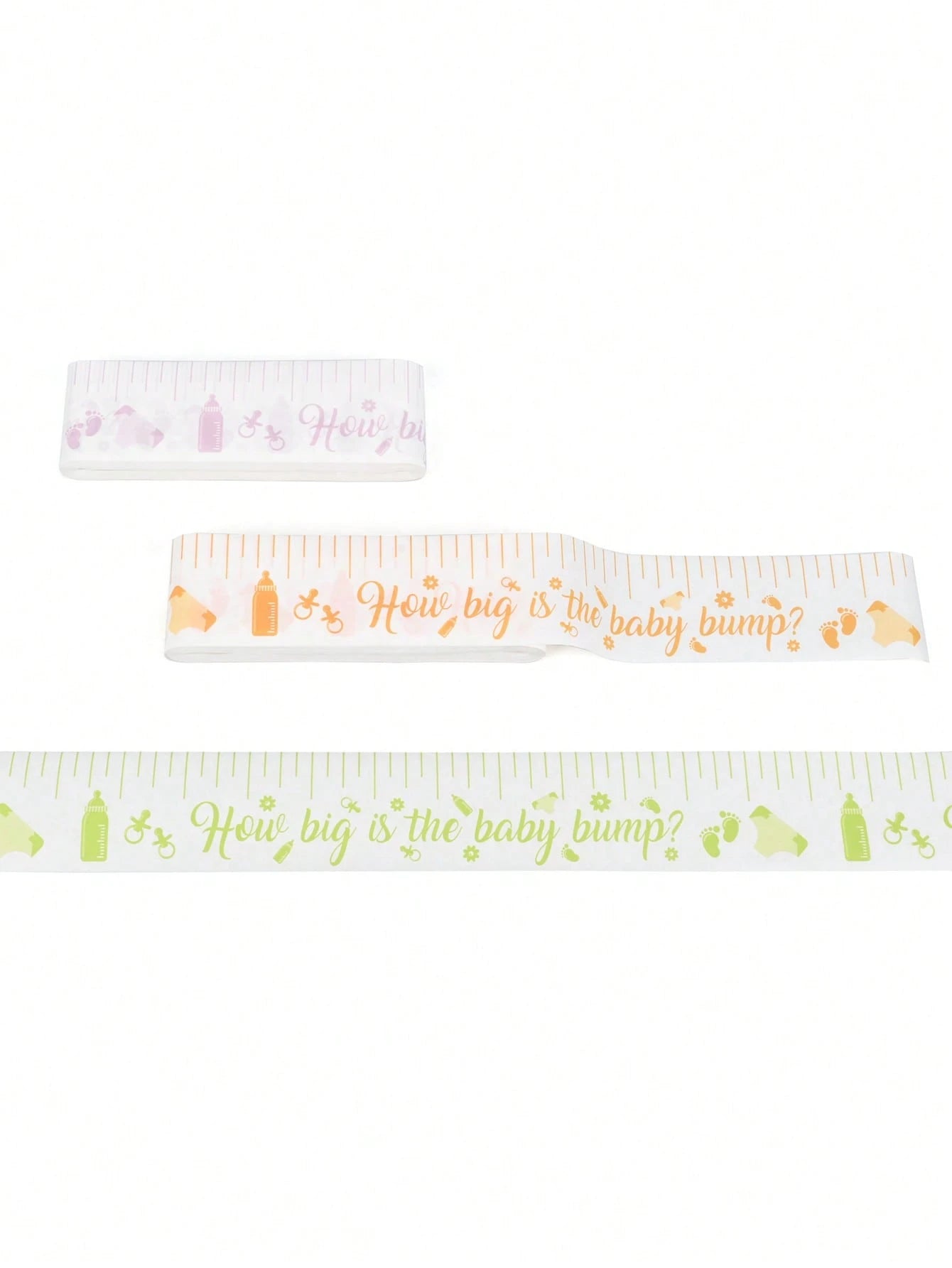 2 Rolls Baby Shower Belly Measuring Game "How Big Is Baby" Waist Measurement Tape With Gender Reveal Party Supplies, 2 Inches X 150 Feet