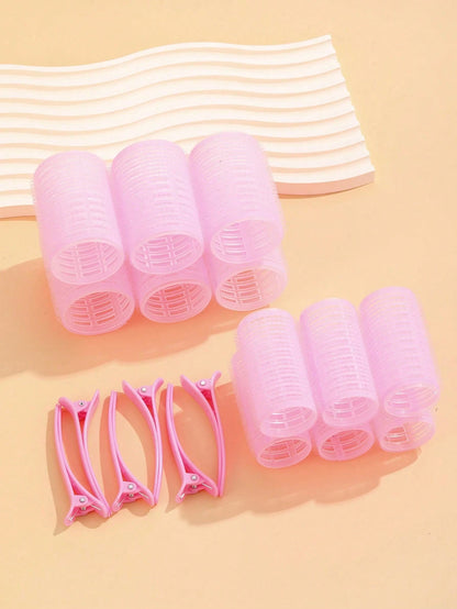 2 Sizes Hair Curlers, Hair Curlers, Suitable For Long, Medium, Short Hair, Large, Medium, Small Self-Adhesive Hair Curlers, With 12 Hair Clips, 1 Makeup Bag And 1 Claw Clip.