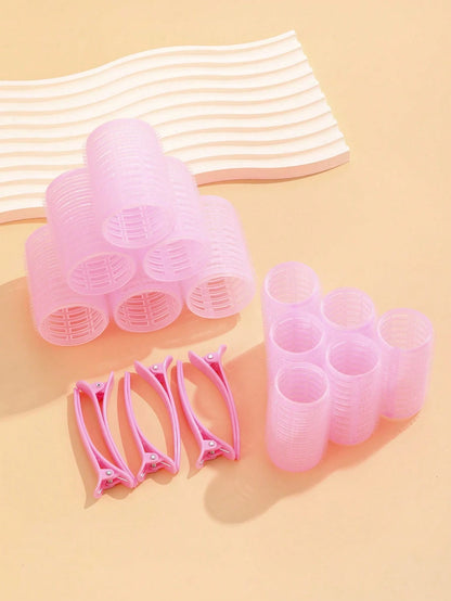 2 Sizes Hair Curlers, Hair Curlers, Suitable For Long, Medium, Short Hair, Large, Medium, Small Self-Adhesive Hair Curlers, With 12 Hair Clips, 1 Makeup Bag And 1 Claw Clip.