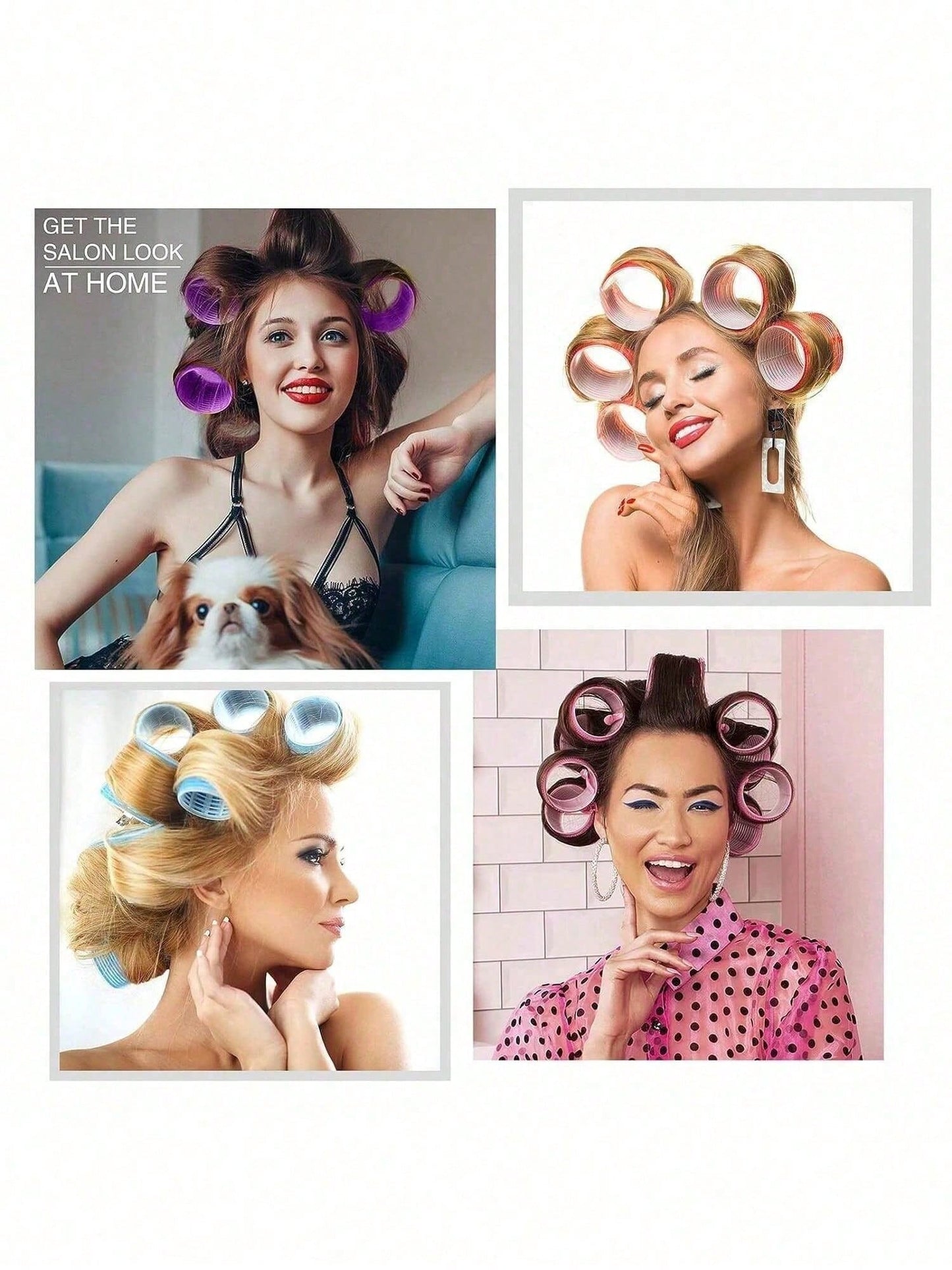 2 Sizes Hair Curlers, Hair Curlers, Suitable For Long, Medium, Short Hair, Large, Medium, Small Self-Adhesive Hair Curlers, With 12 Hair Clips, 1 Makeup Bag And 1 Claw Clip.