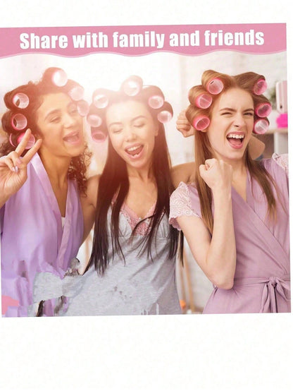 2 Sizes Hair Curlers, Hair Curlers, Suitable For Long, Medium, Short Hair, Large, Medium, Small Self-Adhesive Hair Curlers, With 12 Hair Clips, 1 Makeup Bag And 1 Claw Clip.
