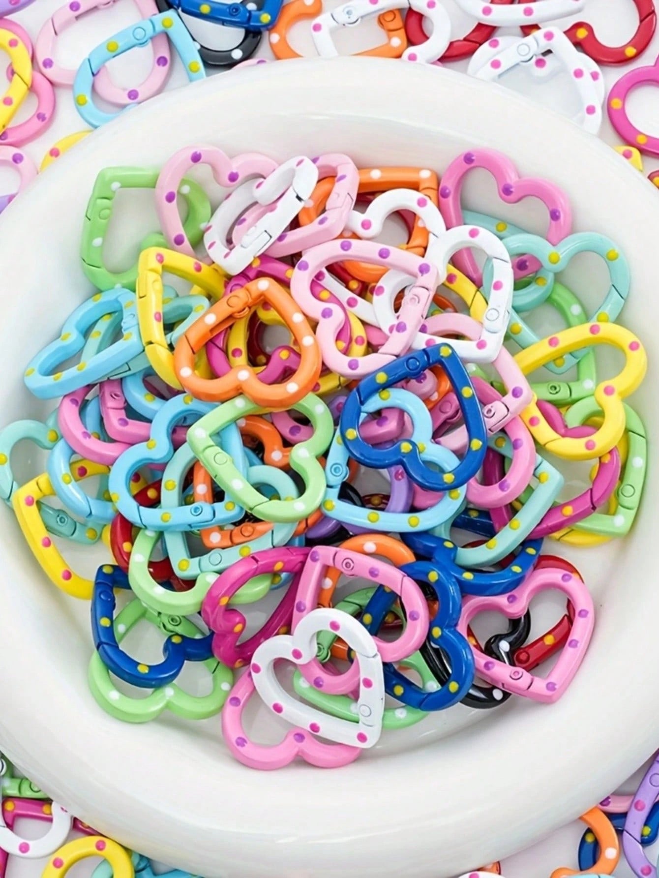 20/10pcs Random Color Cartoon Heart Adjustable Ring Buckles, Suitable For Jewelry, Clothing, Holiday DIY, Keychain Accessories, Cat Paw Painted
