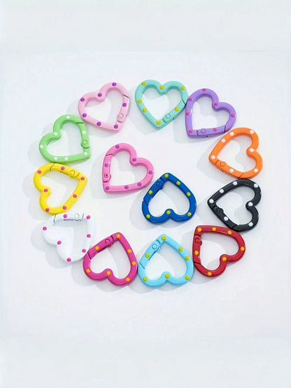 20/10pcs Random Color Cartoon Heart Adjustable Ring Buckles, Suitable For Jewelry, Clothing, Holiday DIY, Keychain Accessories, Cat Paw Painted