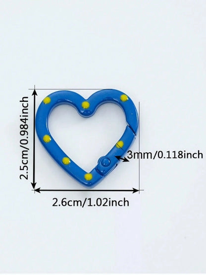 20/10pcs Random Color Cartoon Heart Adjustable Ring Buckles, Suitable For Jewelry, Clothing, Holiday DIY, Keychain Accessories, Cat Paw Painted