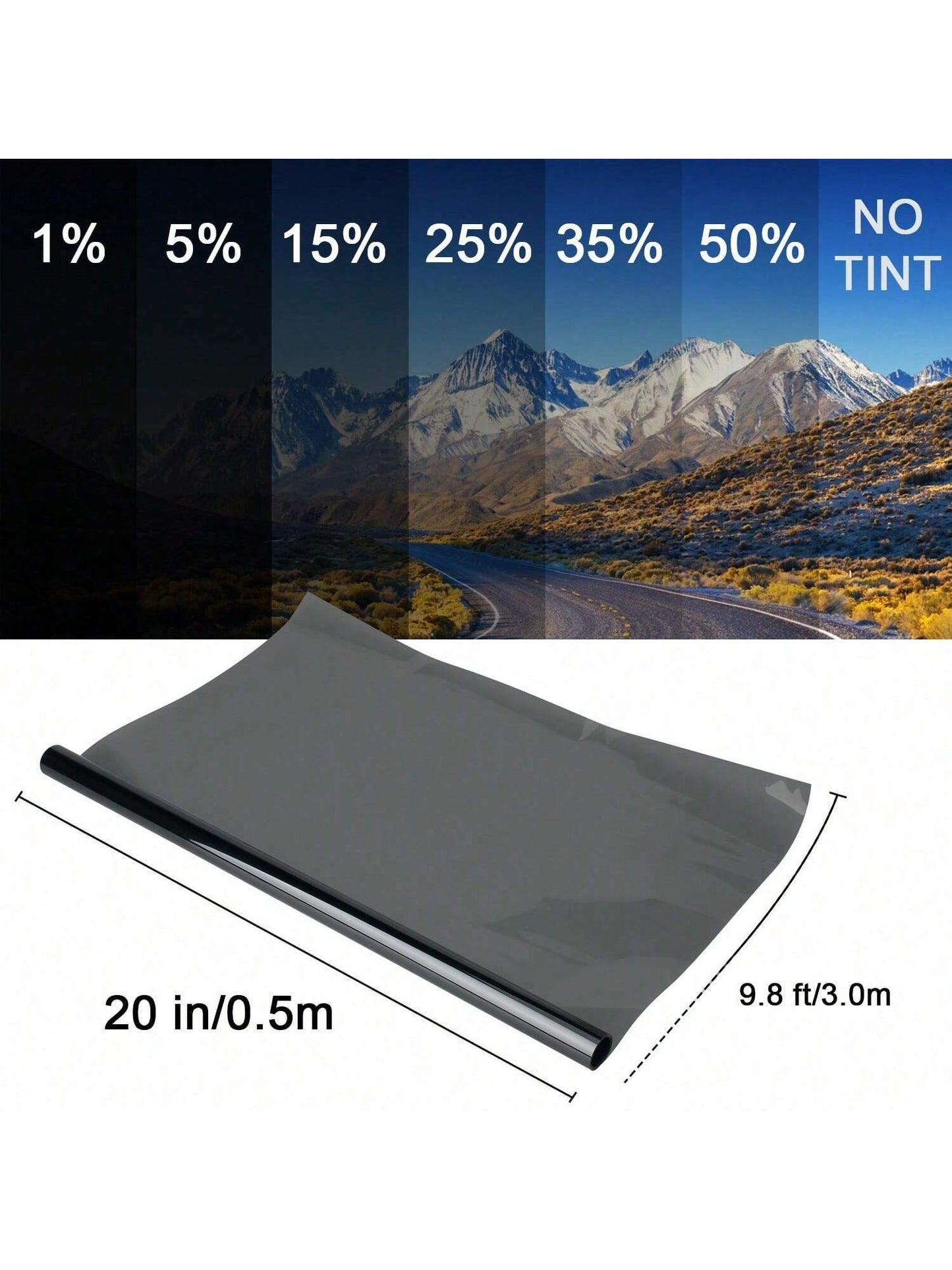 20" X 10FT/20FT Uncut Car Window Tint Film Roll 5-50% VLT Car Home Office Glass