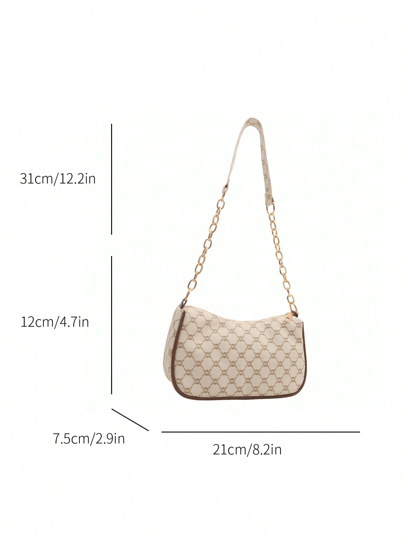2024 Spring/Summer New Minimalist Versatile PU Armpit Bag, Fashion Linked Chain Shoulder Bag With High-Quality Feel, Handheld Bag, Small Bags, Straw Bag, White Bag