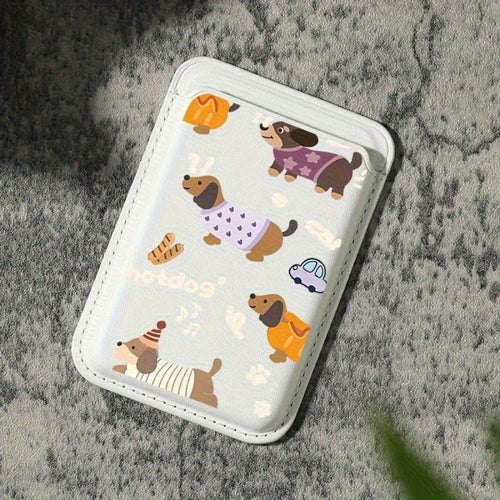 2025 Dachshund Pattern, New Luxury Fashion And Exquisite, Magnetic Card Clip Faux Leather PU Wallet Accessory, Card Clip Card Cover Accessory Box, Accommodating 1-2 Cards, With Built-In Security Pocke
