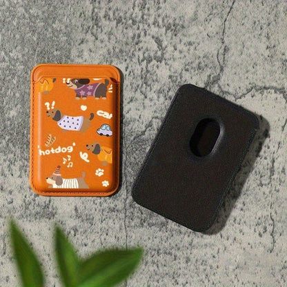 2025 Dachshund Pattern, New Luxury Fashion And Exquisite, Magnetic Card Clip Faux Leather PU Wallet Accessory, Card Clip Card Cover Accessory Box, Accommodating 1-2 Cards, With Built-In Security Pocke