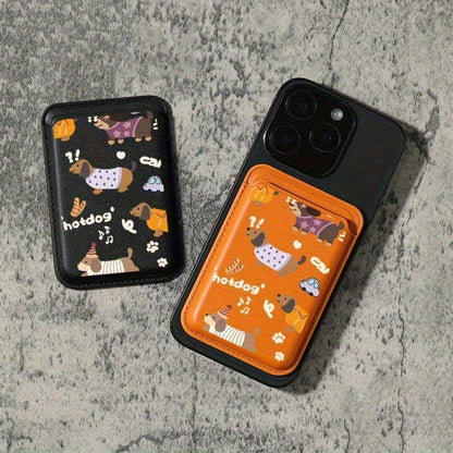 2025 Dachshund Pattern, New Luxury Fashion And Exquisite, Magnetic Card Clip Faux Leather PU Wallet Accessory, Card Clip Card Cover Accessory Box, Accommodating 1-2 Cards, With Built-In Security Pocke
