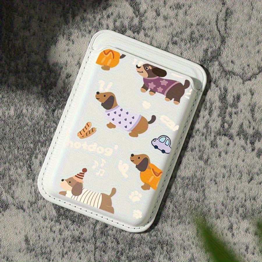 2025 Dachshund Pattern, New Luxury Fashion And Exquisite, Magnetic Card Clip Faux Leather PU Wallet Accessory, Card Clip Card Cover Accessory Box, Accommodating 1-2 Cards, With Built-In Security Pocke